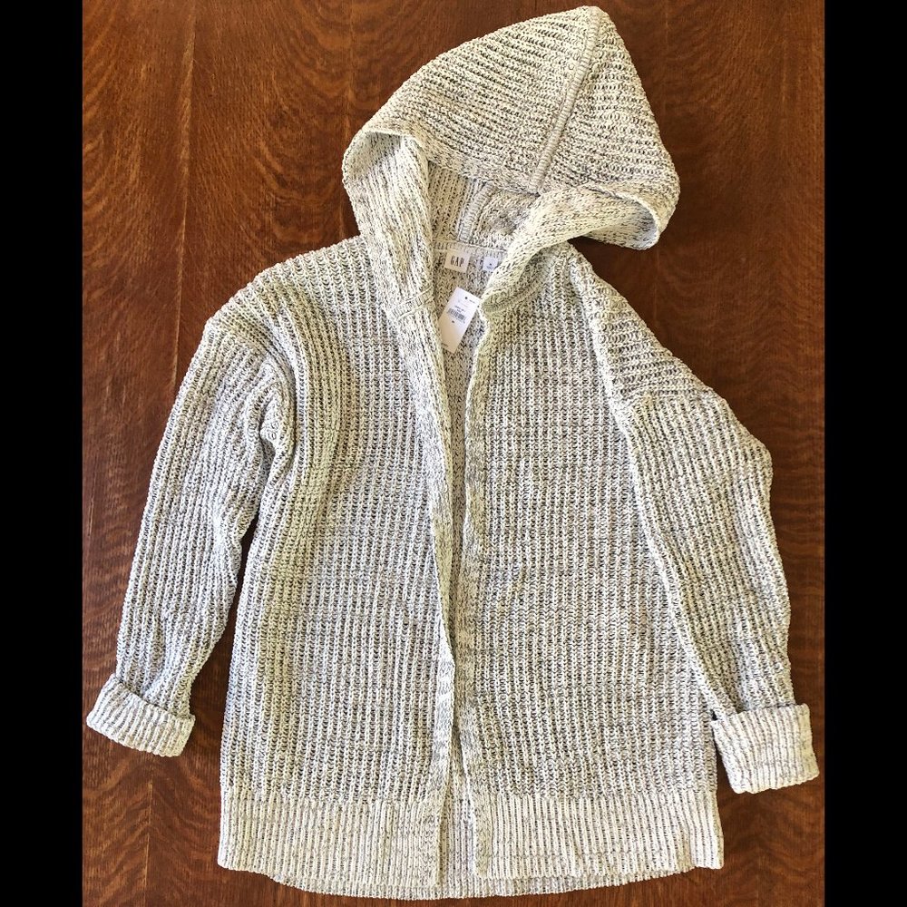 GAP Open Front Ribbed Cardigan Hooded Women Medium